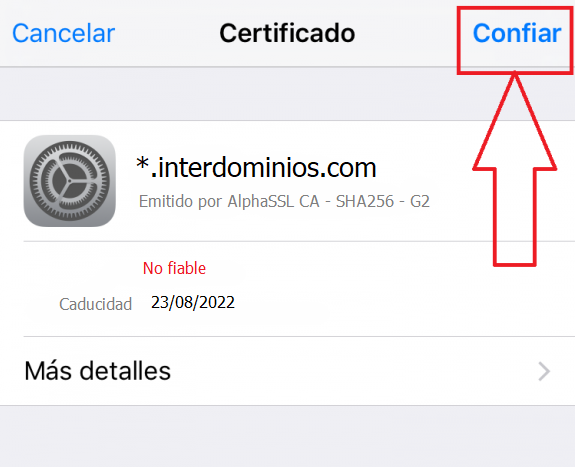 Aceptar Certificado IOS Aceptar Certificado IOS