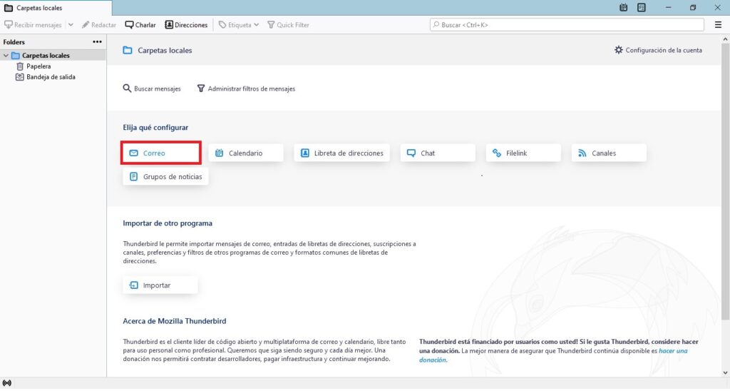 Añadir nueva cuenta desde Thunderbird Añadir nueva cuenta desde Thunderbird