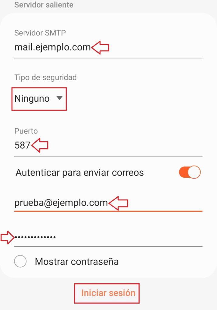 Configuracion Servidor Salida SMTP