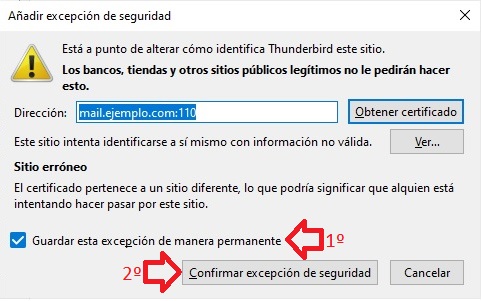 Confirmar seguridad POP Confirmar seguridad POP