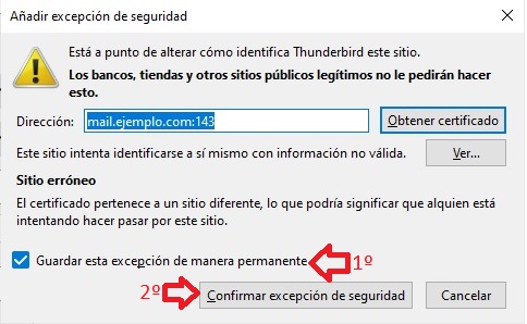 Confirmar seguridad IMAP Confirmar seguridad IMAP