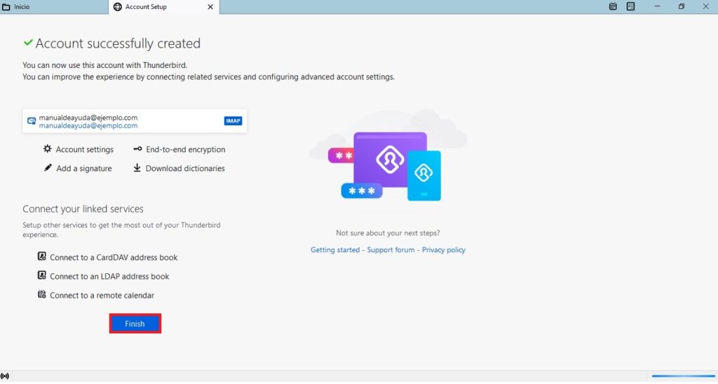 Cuenta añadida correctamente en IMAP Cuenta añadida correctamente en IMAP
