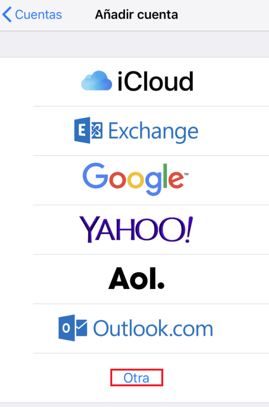 Elegir opción cuenta email Elegir opción cuenta email