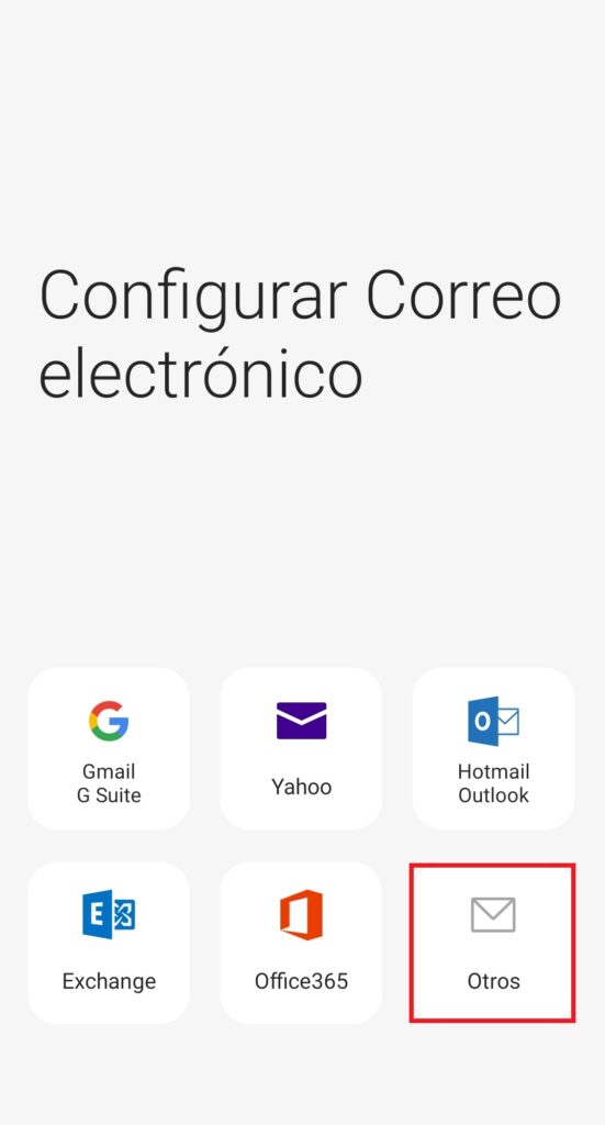 Elegir que servicio de correo electronico se usa