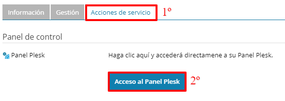 Acceso al Panel Plesk