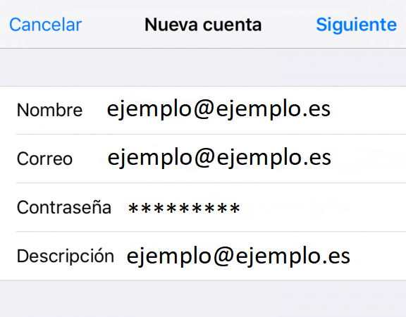 Nueva cuenta de correo Nueva cuenta de correo