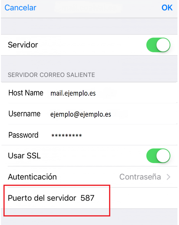 Puerto Salida SMTP iphone IOS Puerto Salida SMTP iphone IOS