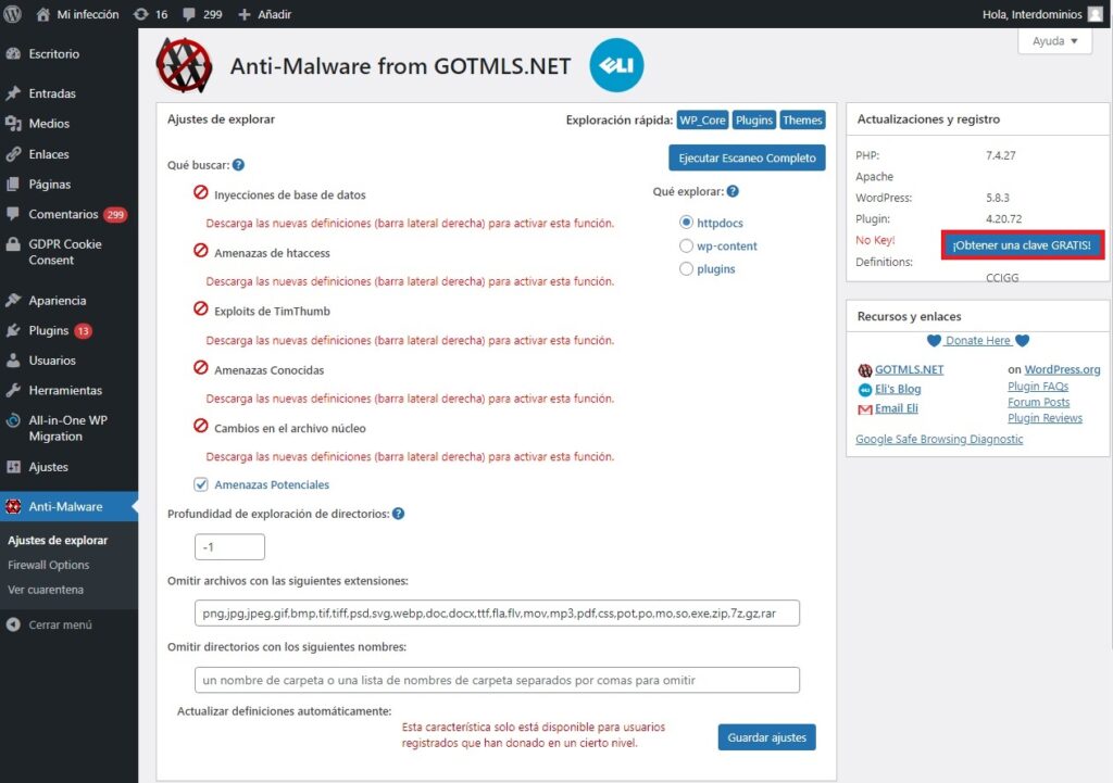 Activar el Antimalware