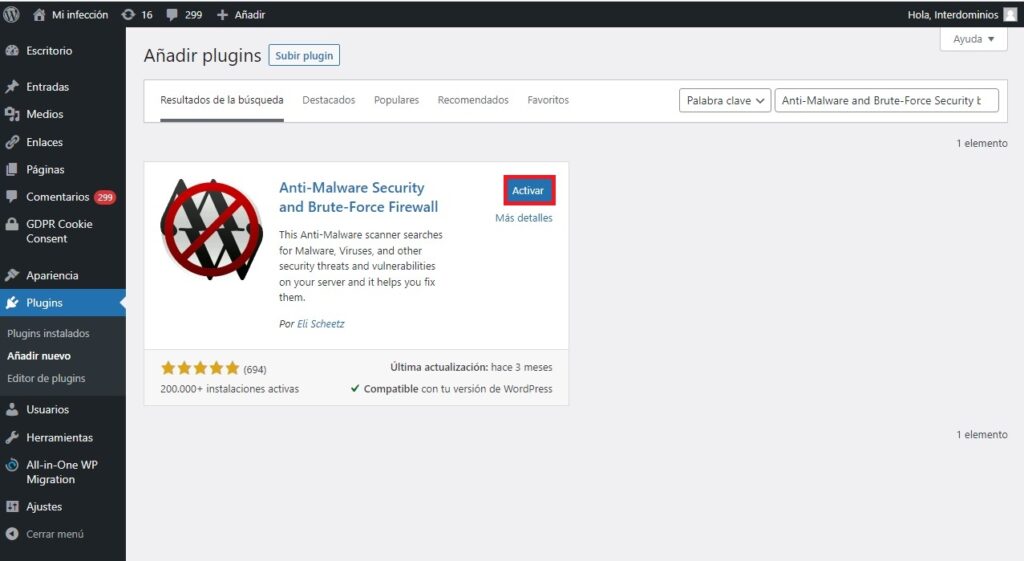 Activar plugin limpieza