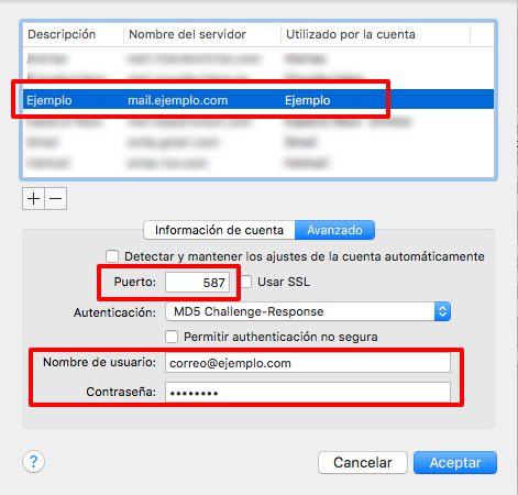 Cambial puerto SMTP Cambial puerto SMTP