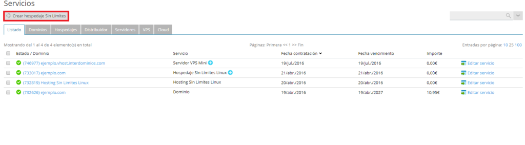 Crear hosting sin limites