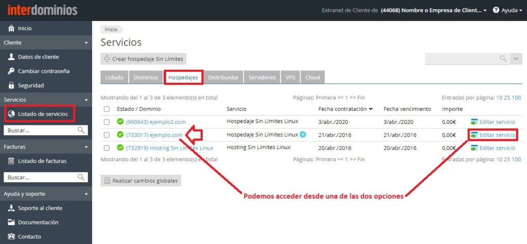 Extranet de clientes