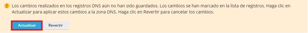 Actualizar zona dns
