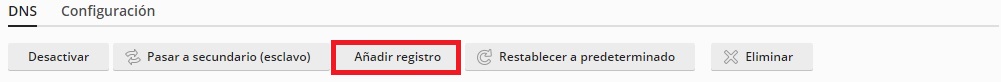 Añadir registro zona dns