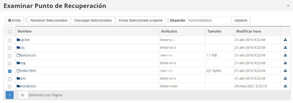 Restaurar archivo