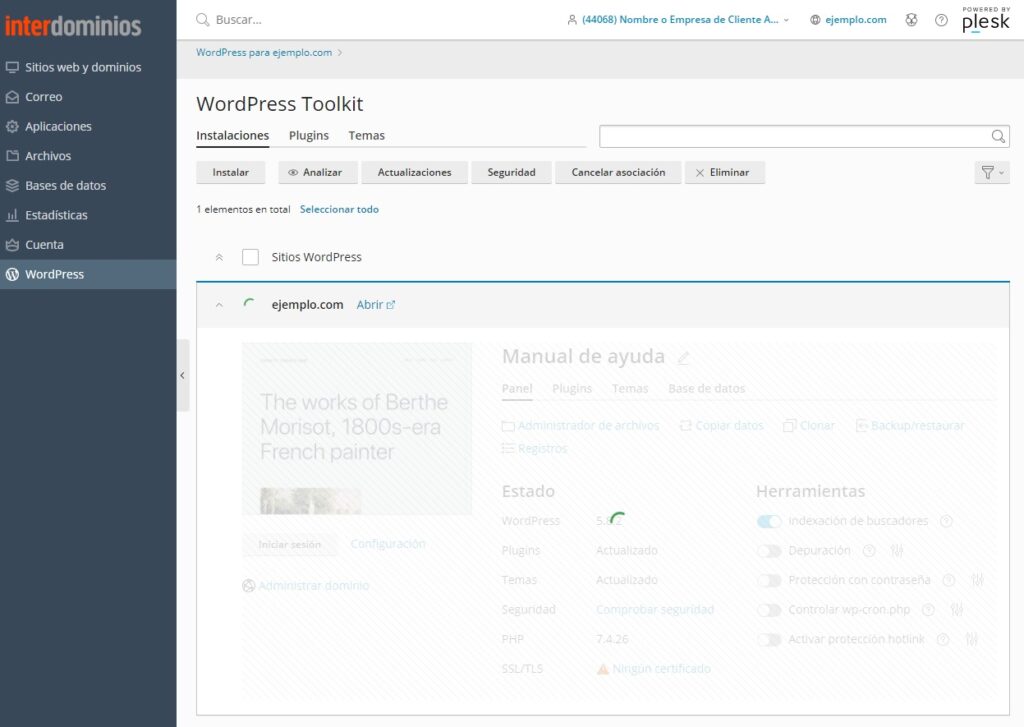 Borrado del WordPress