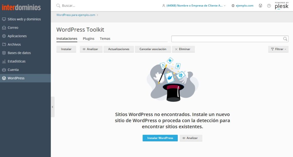 Wordpress del dominio eliminado