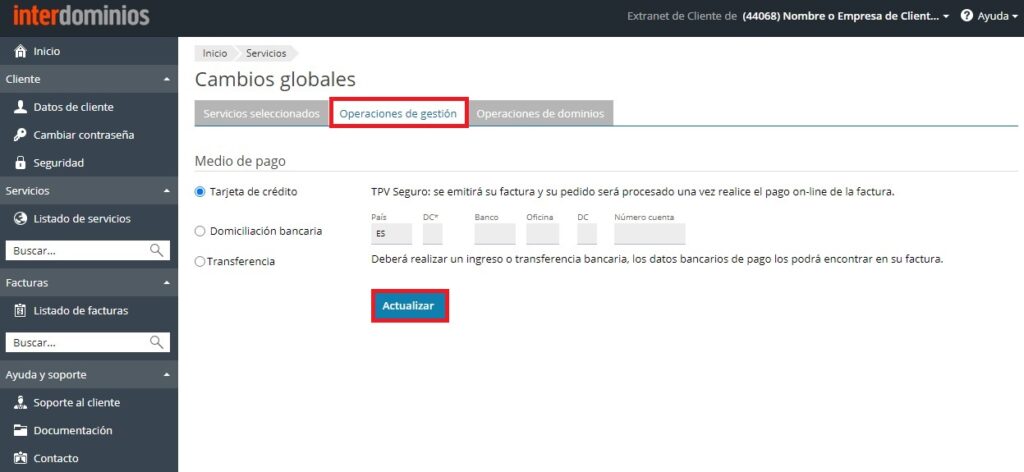 Cambio de pago