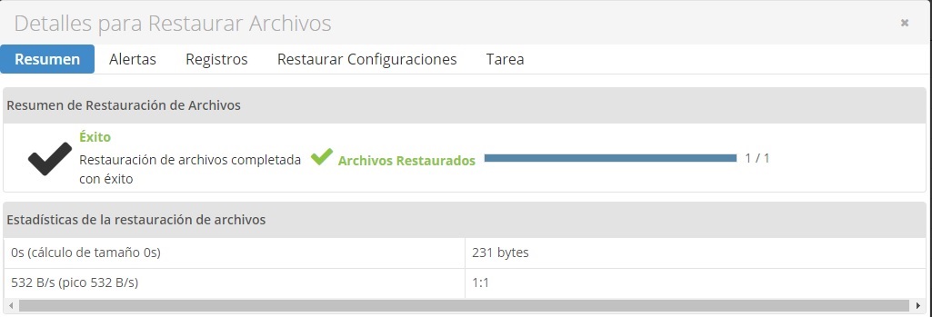 Restauración finalizada Restauración finalizada