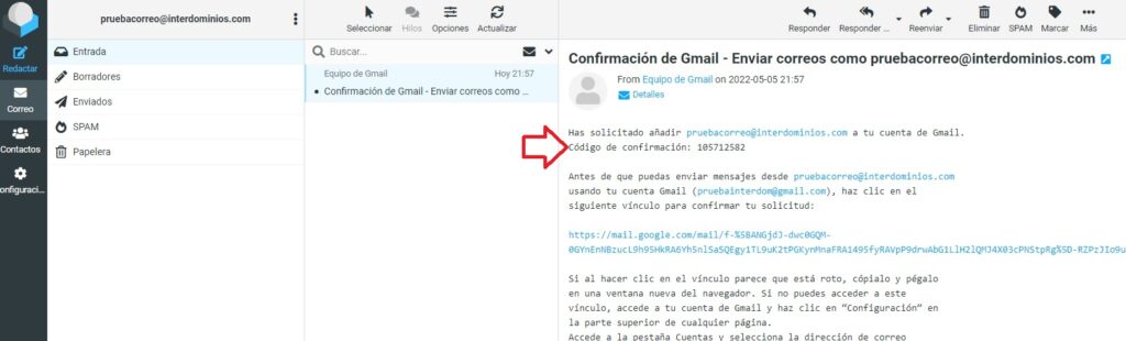 Correo de confirmación de Gmail Correo de confirmación de Gmail