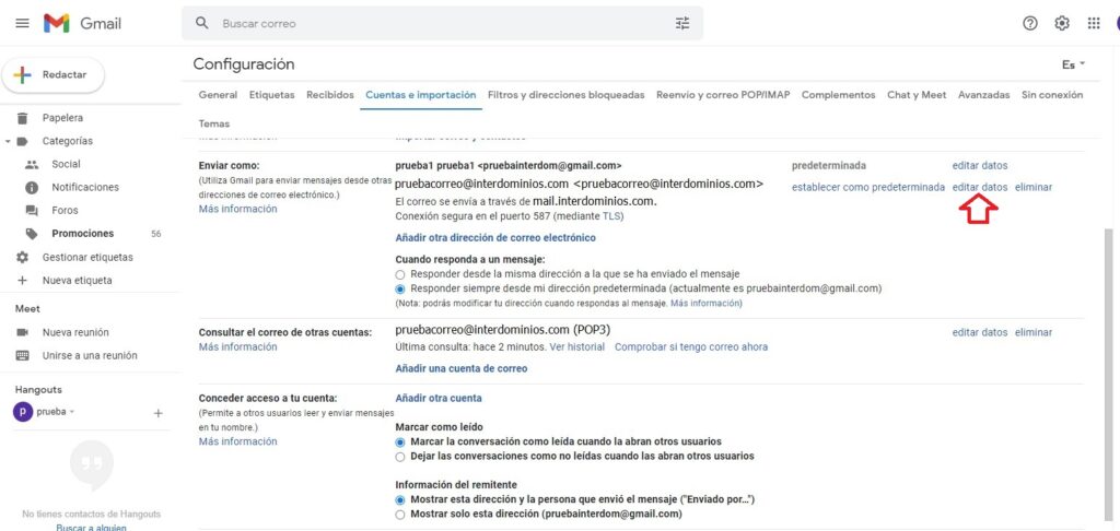 Editar servidor salida SMTP Gmail Editar servidor salida SMTP Gmail