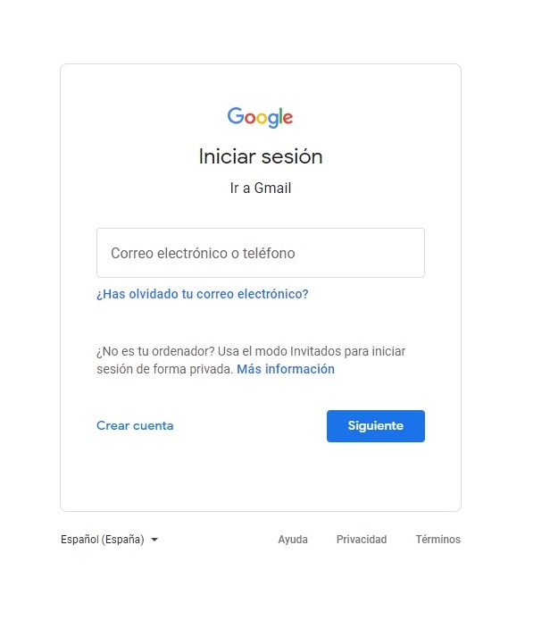 Iniciamos sesion con nuestra cuenta de Gmail Iniciamos sesion con nuestra cuenta de Gmail