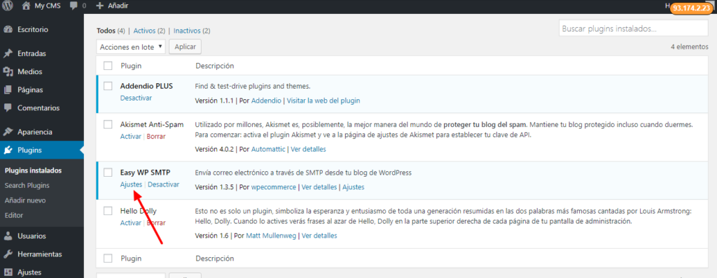 Ajustes del plugin