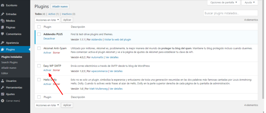 Activar plugin