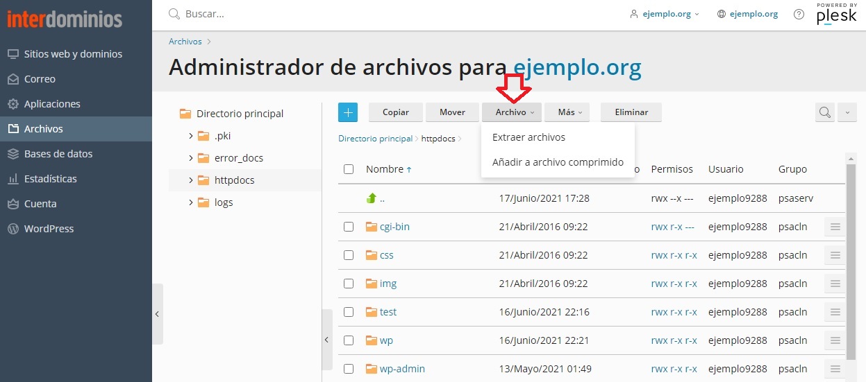 Opción Archivo Opción Archivo