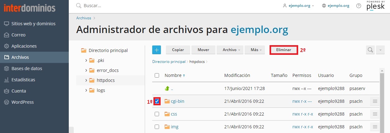 Eliminar Fichero o Directorio Eliminar Fichero o Directorio