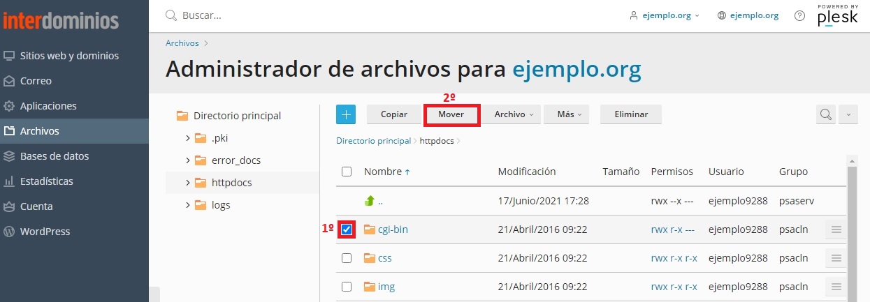 Mover archivos o ficheros Mover archivos o ficheros