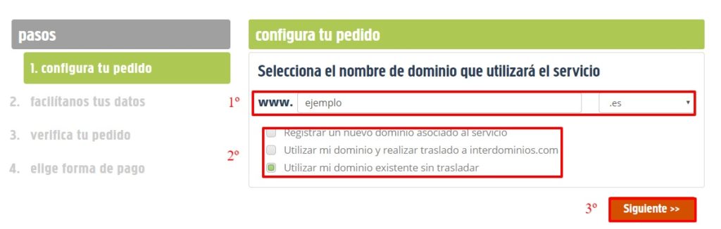 Elegir dominio Elegir dominio
