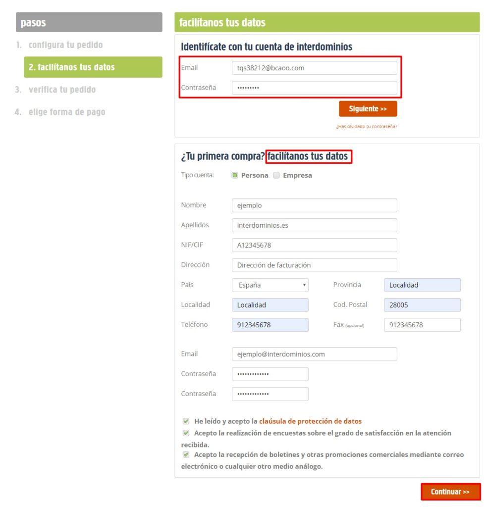 Rellenar datos Rellenar datos