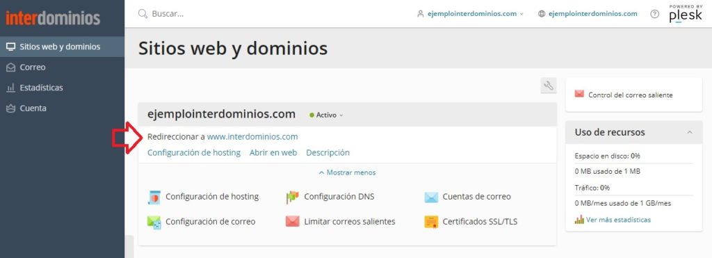 Configurada Redirección