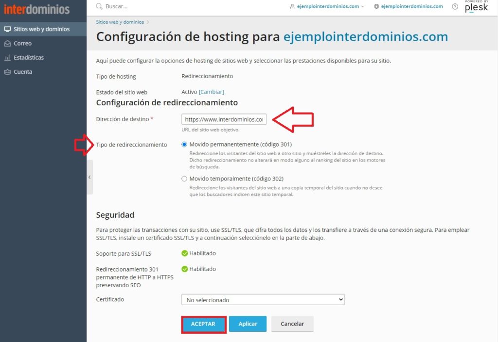 Configurar la URL de Redireccionamiento