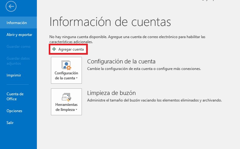 Agregar cuenta Agregar cuenta