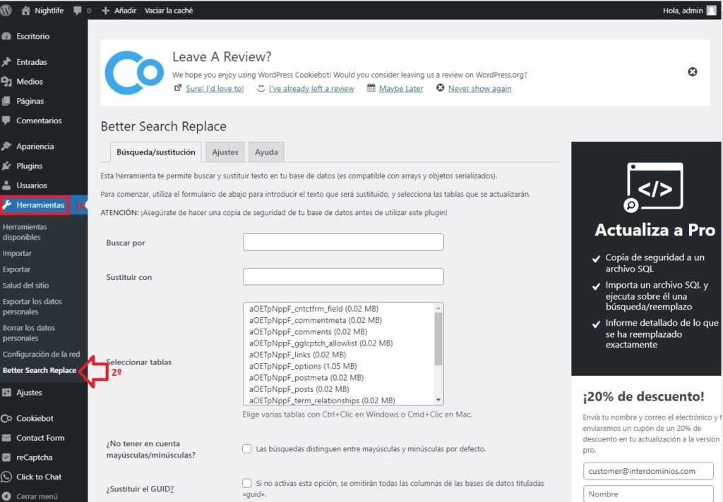 Acceder al plugin Better Search