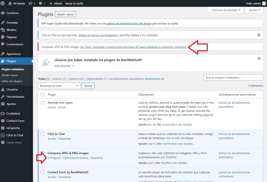 Acceder al plugin compress