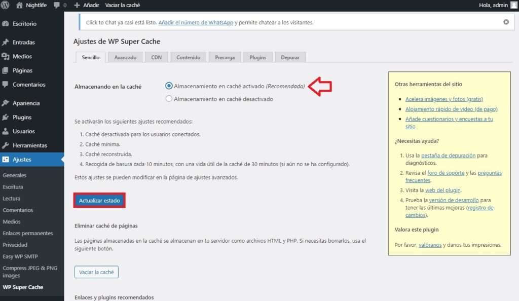 Configurando Wp Super Cache