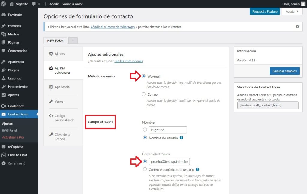 Editar el plugin de contact