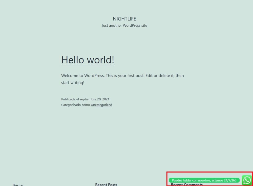 WhatsApp en funcionamiento en nuestra web