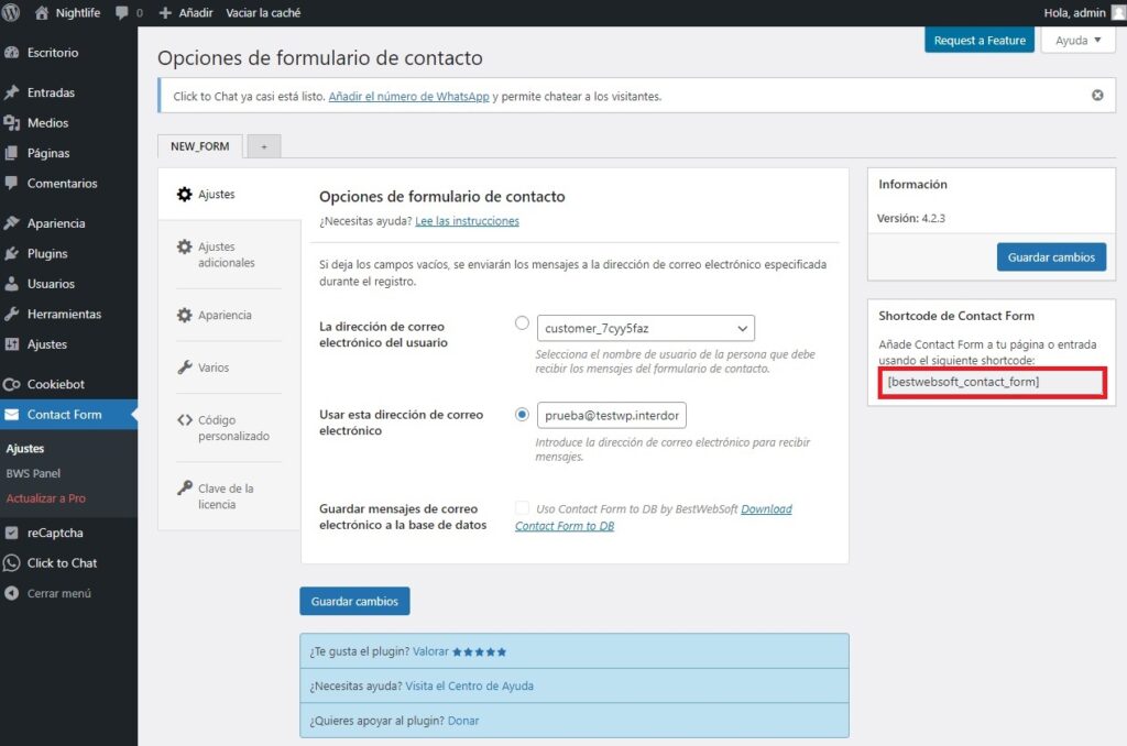 Copiar Shortcode