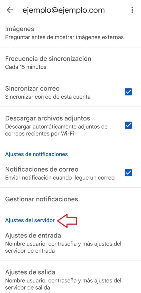 Ajustes Cuenta de correo Gmail