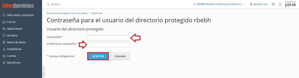 Cambiar contraseña acceso directorio protegido Cambiar contraseña acceso directorio protegido