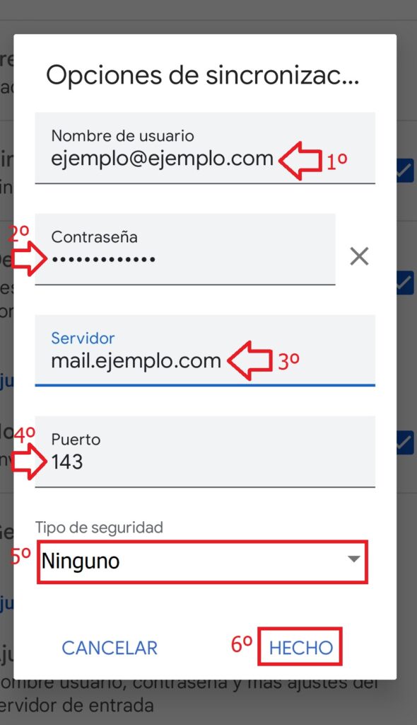 Configuración IMAP