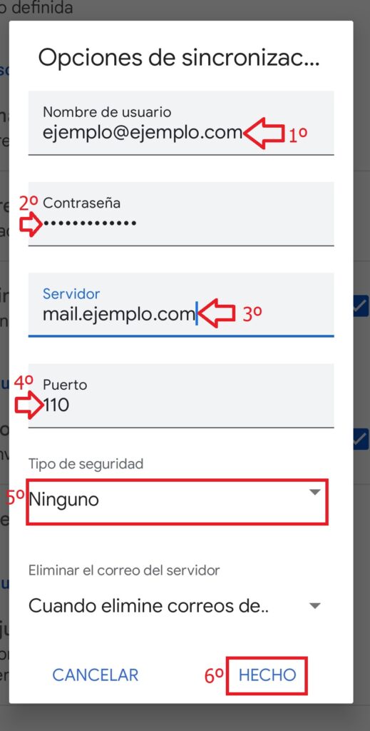 Configuración POP