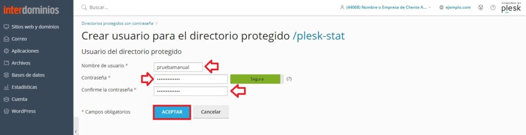 Crear nuevo usuario de directorio protegido Crear nuevo usuario de directorio protegido