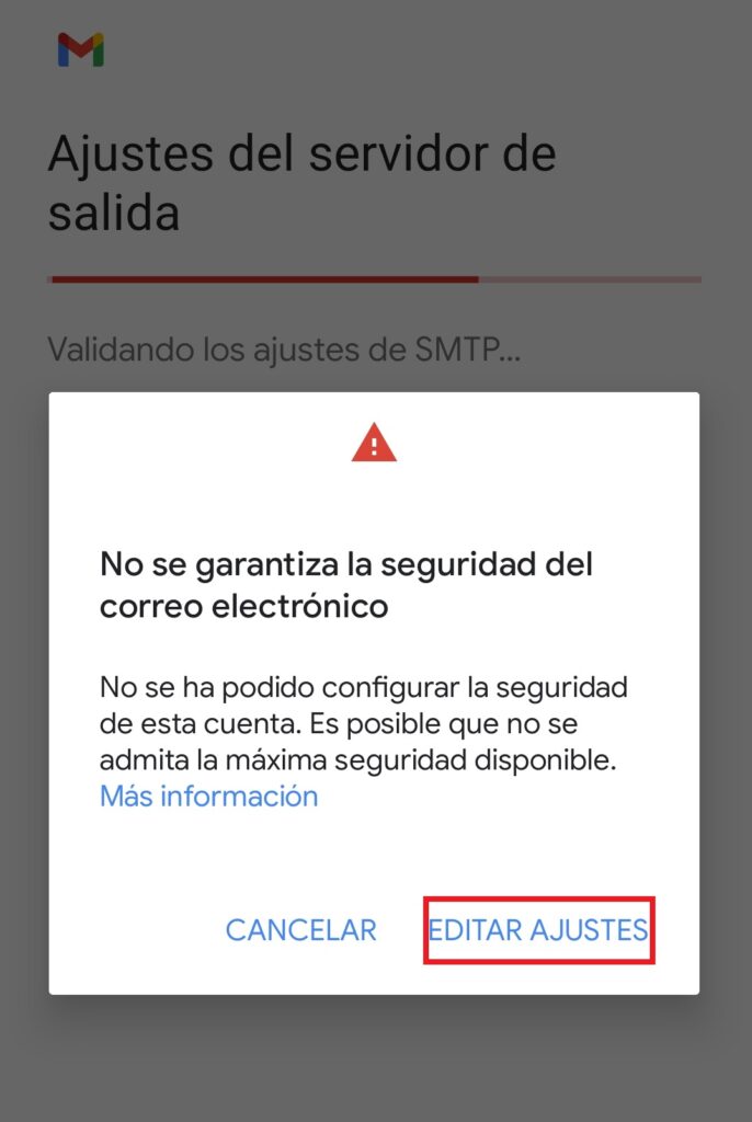 Error Cifrado correo salida
