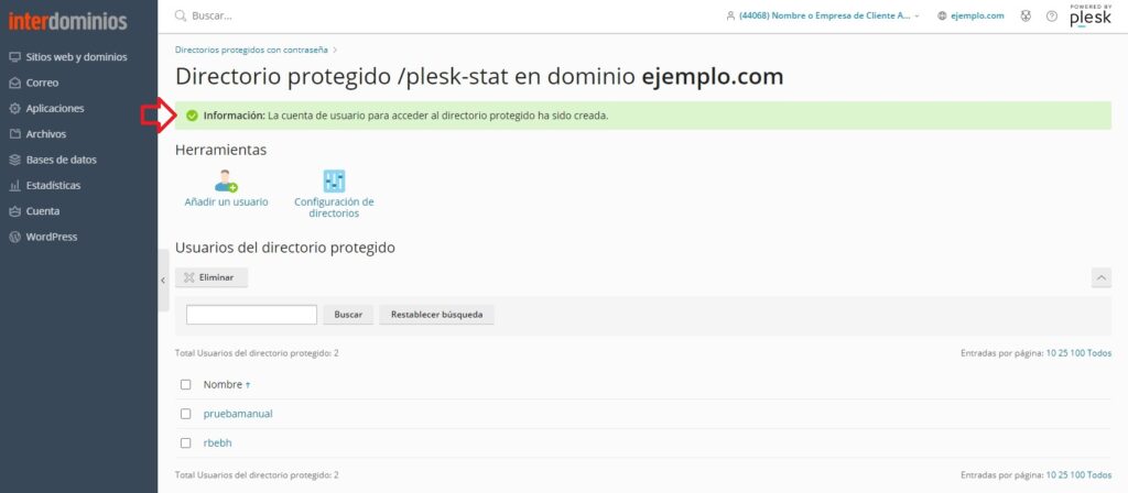 Usuario añadido correctamente Usuario añadido correctamente