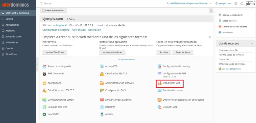 Ver estadística web